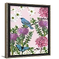 Set of Four Botanical Paintings with Birds Butterflies and Flowers as Wall Art Decor