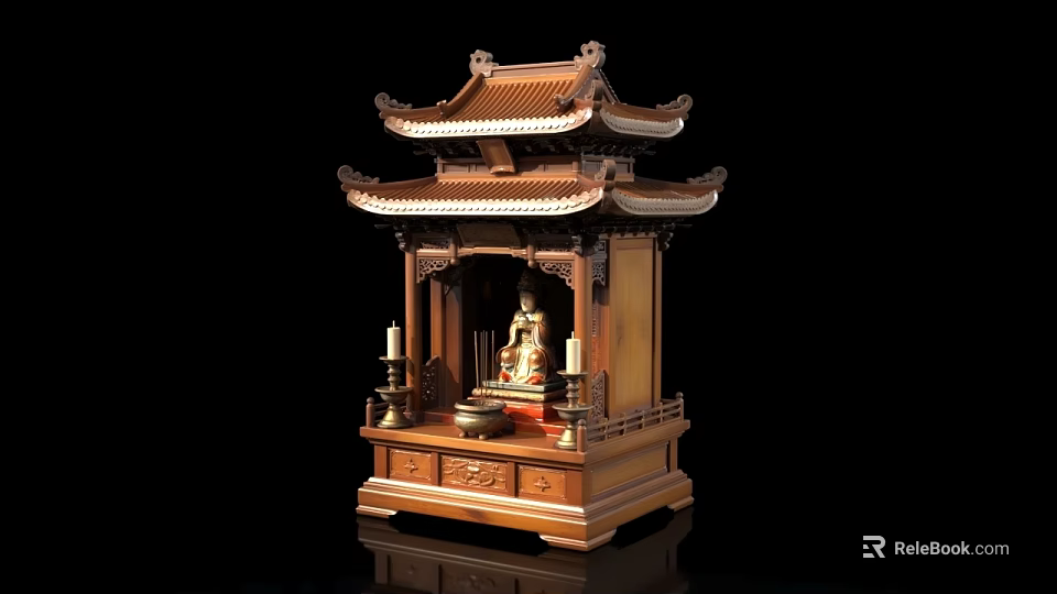 Elegant Chinese Style Wooden Sofa And Coffee Table Set With Carved Details For Living Room 3d model 