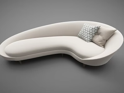 Modern Curved Sectional Sofa with Beige Upholstery and Geometric Pattern Cushions 3d model
