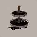 Fresh Ripe Cherries on Two Tier White Tray with Golden Stand and Green Leaves