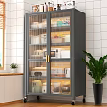 Modern Kitchen Sideboard With Glass Doors Storage For Dinnerware And Small Appliances