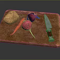Fresh Raw Vegetables on Wooden Cutting Board with Potato Carrot Beetroot and Knife