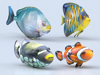 Colorful Tropical Aquatic Animals With Diverse Patterns Vibrant Colors And Distinct Features 3d model