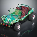 Green Camouflage Open Top Off Road Toy Car With Red Seats And Large Tires