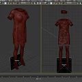 Plaid Pattern Short Sleeved Midi Dress With Black Tights Red High Heels And Hat