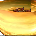 Ornate Traditional Red Arched Bridge Featuring Golden Decorations And Wooden Railings