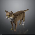 Origami Brown Striped Cat With White Belly Paws And Green Eyes
