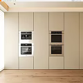 Modern Built in Kitchen Appliances Ovens And Microwaves In Light Colored Cabinets Design