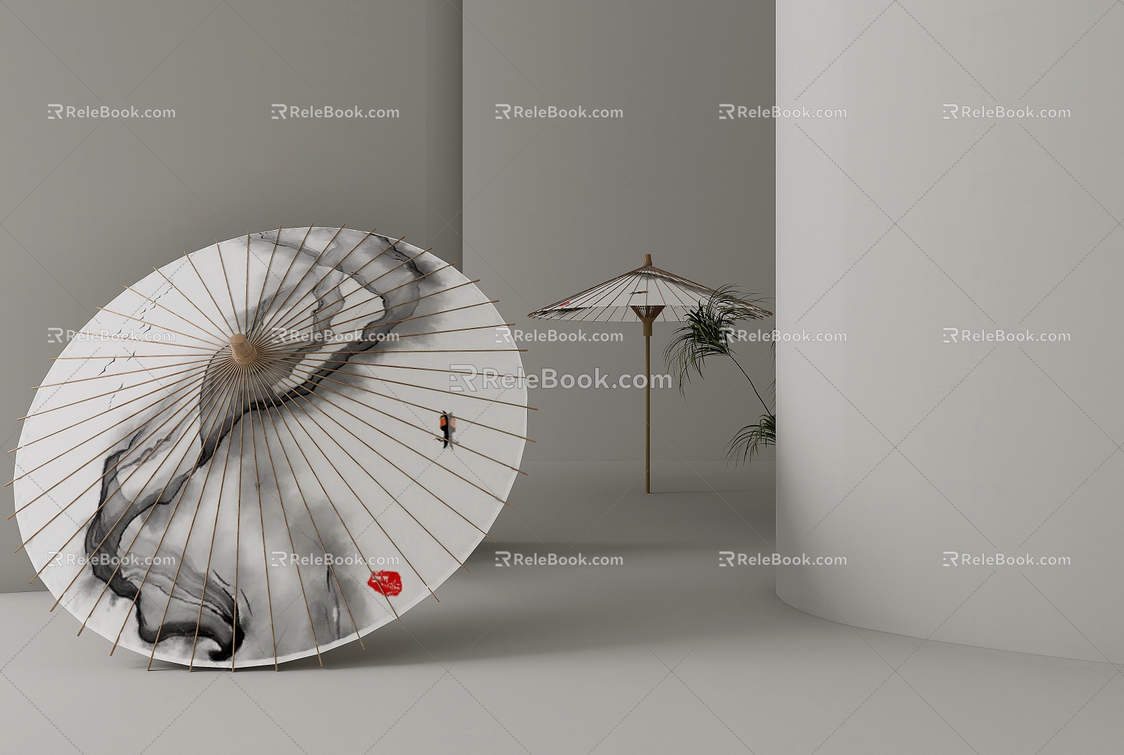 New Chinese Other Ornaments New Chinese Paper Umbrella Decorative Umbrella Umbrella 3d model