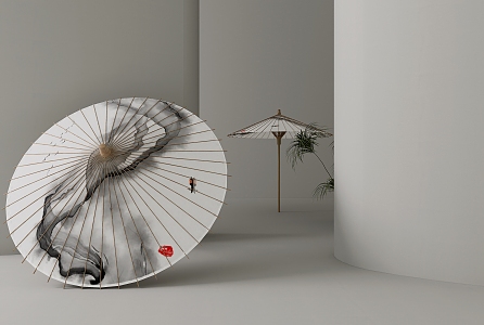 New Chinese Other Ornaments New Chinese Paper Umbrella Decorative Umbrella 3d model