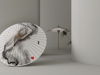 New Chinese Other Ornaments New Chinese Paper Umbrella Decorative Umbrella 3d model