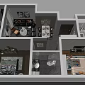 Birds Eye View of Modern House Layout with Living Room Kitchen Bedroom and Bathroom