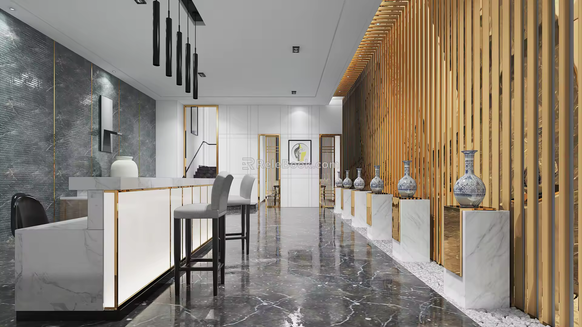 Modern Front Desk Hotel Conference Reception 3d model
