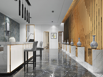 Modern Front Desk Hotel Conference Reception 3d model