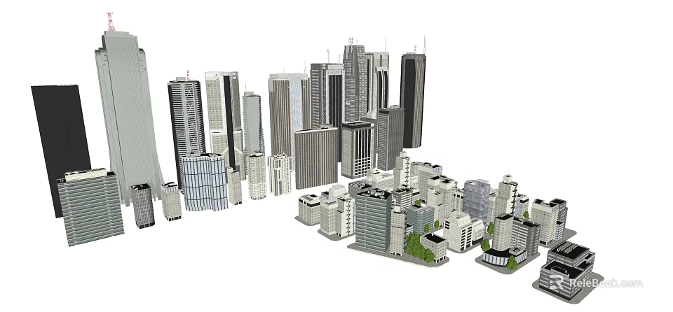 Modern Urban Skyline With High Rise Skyscrapers And Architectural Design 3d model 