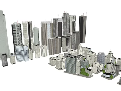 Modern Urban Skyline With High Rise Skyscrapers And Architectural Design 3d model