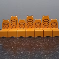 Orange Public Chairs With Tiger Head Design And Striped Backrest In Row