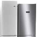 Sleek Modern Silver and White Side by Side Double Door Refrigerators Smooth Finish Design