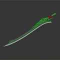 Decorative Long Sword with Pink and Blue Accents Shiny Blade and Intricate Hilt Design