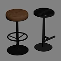 Modern Two Tone Brown Black Leather Bar Stools With Round Seat Metal Base Design