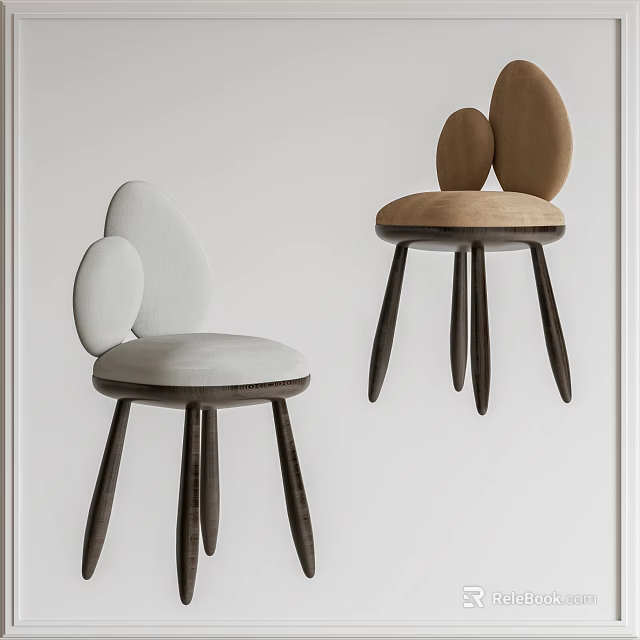 Modern Dining Chairs With Upholstered Seats Curved Back And Wooden Legs Design 3d model 