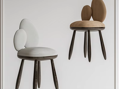 Modern Dining Chairs With Upholstered Seats Curved Back And Wooden Legs Design 3d model