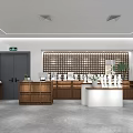 Modern Store Interior Design With Wooden Counters Display Shelves And Bright Lighting 3d model