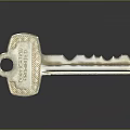 Metallic Key With Engraved Chateau Thierry Text And Shiny Detailed Surface