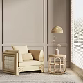 Modern single sofa side table combination 3d model
