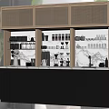 Modern Café Interior Design With Wooden Cabinets Marble Countertop Coffee Equipment And Glassware