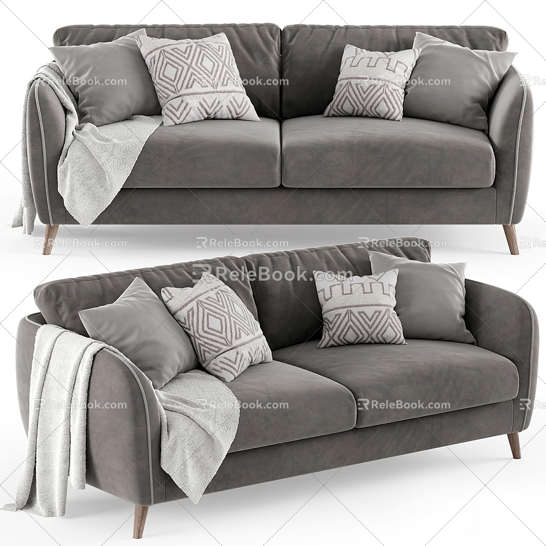 Modern fabric double sofa 3d model