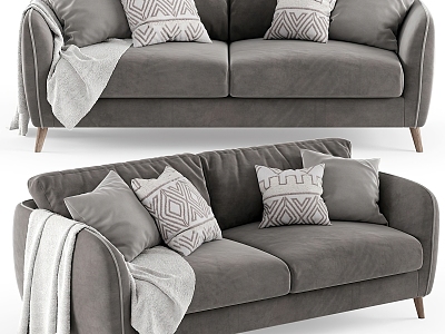 Modern fabric double sofa 3d model