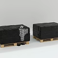 Medical Devices Black Rectangular Containers On Wooden Pallets With Brick Stack Structure And Liquid Dripping