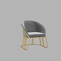 Elegant Gray Single Sofa With Gold Metal Frame Modern Design for Living Room Interior