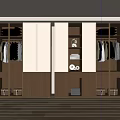 Modern Wardrobe With Glass Doors Wooden Cabinets LED Lighting Hanging Folded Clothes And Storage Boxes