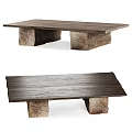Rustic Wooden Tea Table With Natural Solid Wood Legs And Smooth Surface 3d model