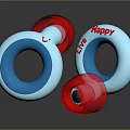Circular Red Blue Electronic Devices With Happy Live Text And Colorful Design