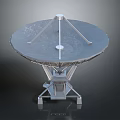 Large Parabolic Satellite Dish With Metallic Structure And Support Stand 3d model