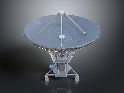 Large Parabolic Satellite Dish With Metallic Structure And Support Stand 3d model