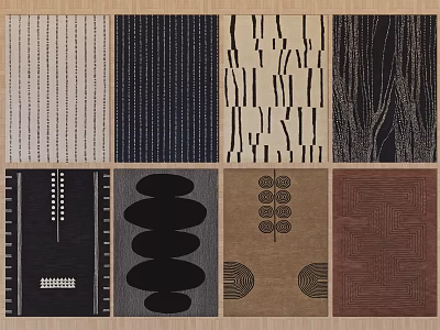 Modern Square Rugs Collection Featuring Various Patterns And Color Designs 3d model