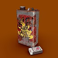 Industrial Equipment Rusty Metal Can With Surf All Graffiti And Matchbox