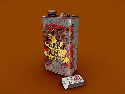 Industrial Equipment Rusty Metal Can With Surf All Graffiti And Matchbox 3d model Industrial Equipment Rusty Metal Can With Surf All Graffiti And Matchbox 3d model