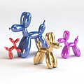 Gold And Blue Balloon Dog Decorative Ornament Set With Various Sizes For Home Decor