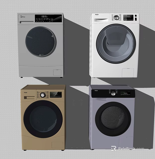 Modern Washing Machines With Stylish Designs Various Colors And Sleek Finishes 3d model 