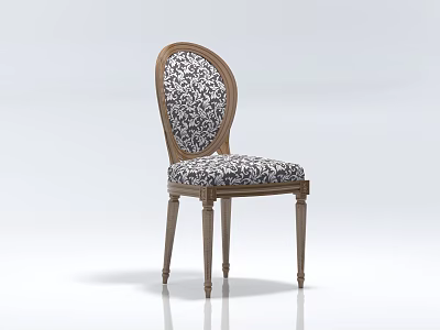 Classic Dining Chair With Wooden Frame And Intricate Pattern Upholstered Seat And Backrest 3d model