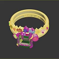 Elegant Christian Dior Gold Ring Accessory With Square Emerald And Small Decorative Gemstones