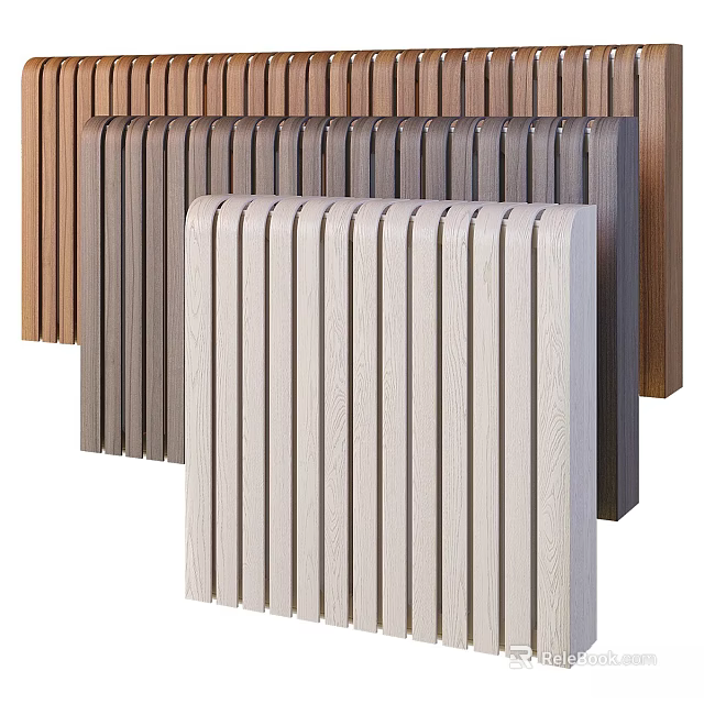 Wooden Slat Wall Panels In Various Colors And Natural Textures For Interior Design 3d model 