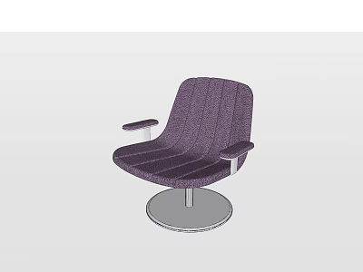 Purple Striped Accent Chair With Armrests And Round Metal Base For Modern Living Space 3d model
