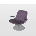 Purple Striped Accent Chair With Armrests And Round Metal Base For Modern Living Space