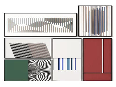 Abstract Geometric Patterns With Colorful Shapes Striped Lines And Designs 3d model